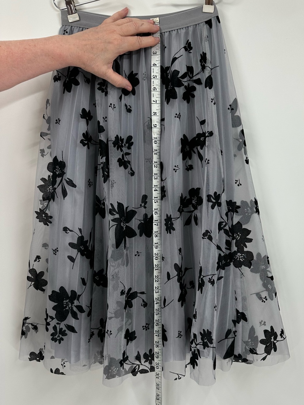 Unbranded Black Floral Appliqué Tulle Lined Skirt Boho Whimsical Balletcore Chic - Picture 7 of 13